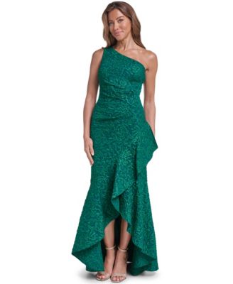 Eliza J Women's One-Shoulder Side-Tuck Ruffle-Hem Gown