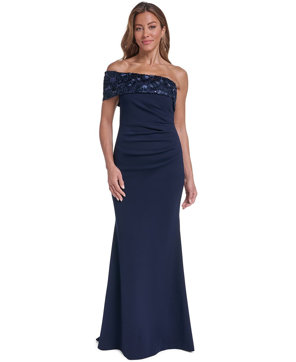 Женское длинное платье Eliza J Off-the-Shoulder Side-Tuck