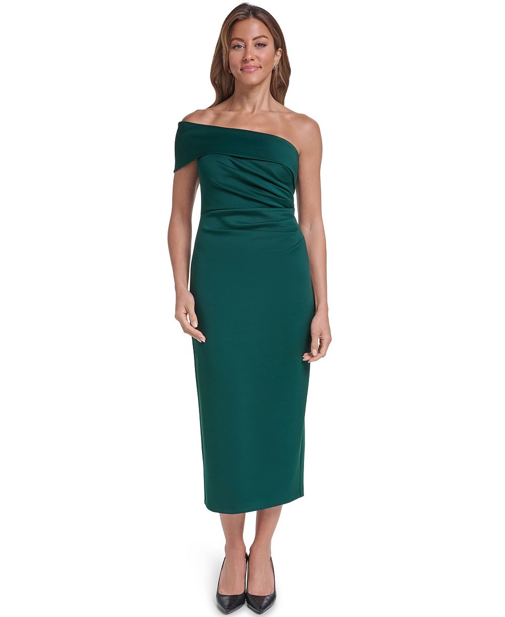 Женское платье миди Eliza J One-Shoulder Side-Tucks