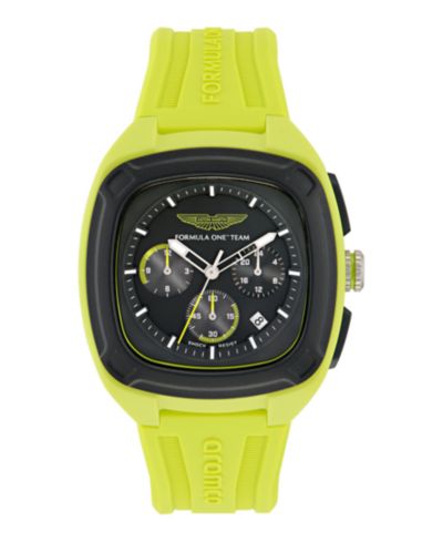 Мужские наручные часы Aston Martin F1 OVR Chronograph Date Quartz с зелёным силиконовым ремешком, 44 мм