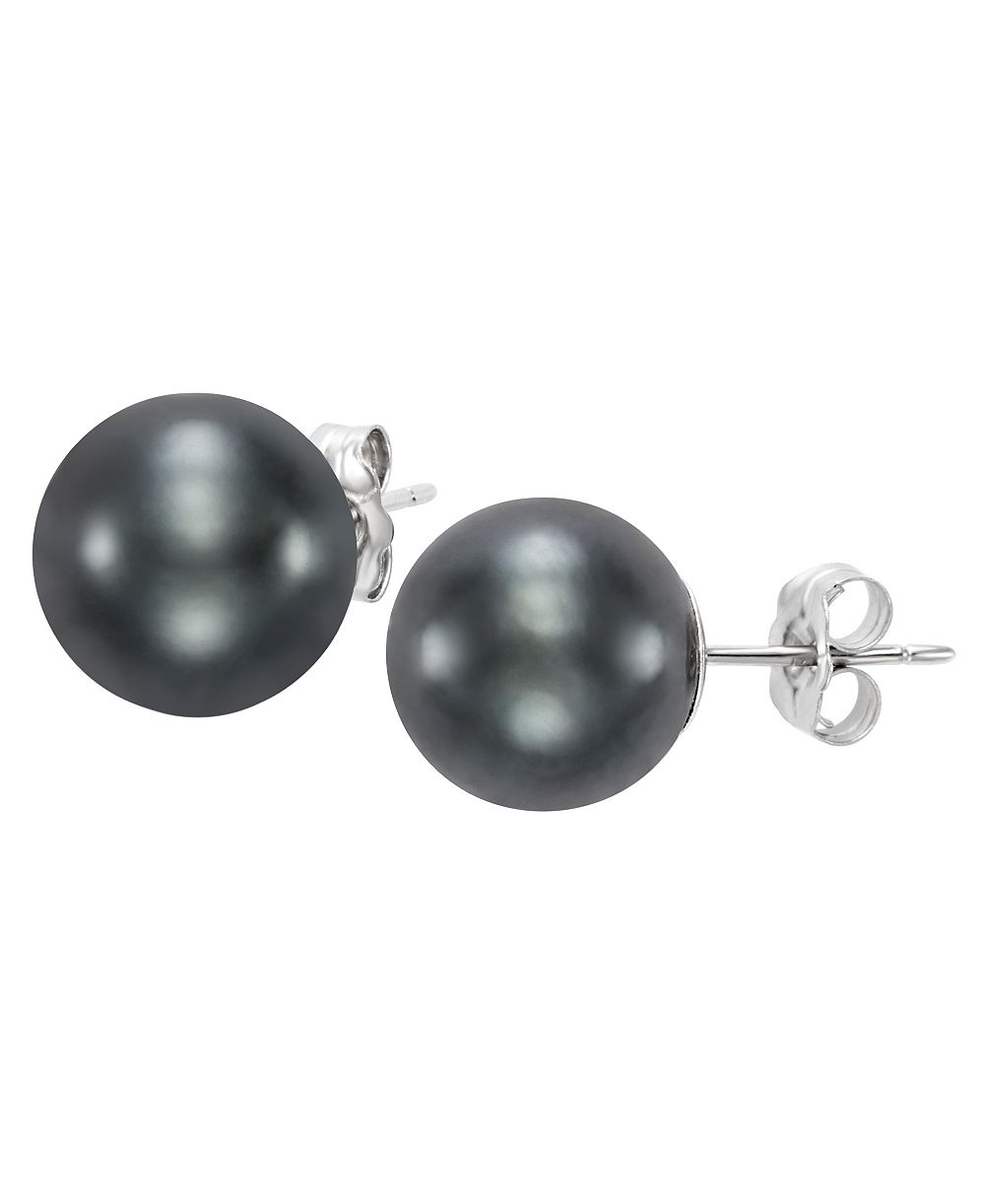 Серьги-гвоздики с таитянской жемчужизной Saltwater (9-10mm) из белого золота 14k