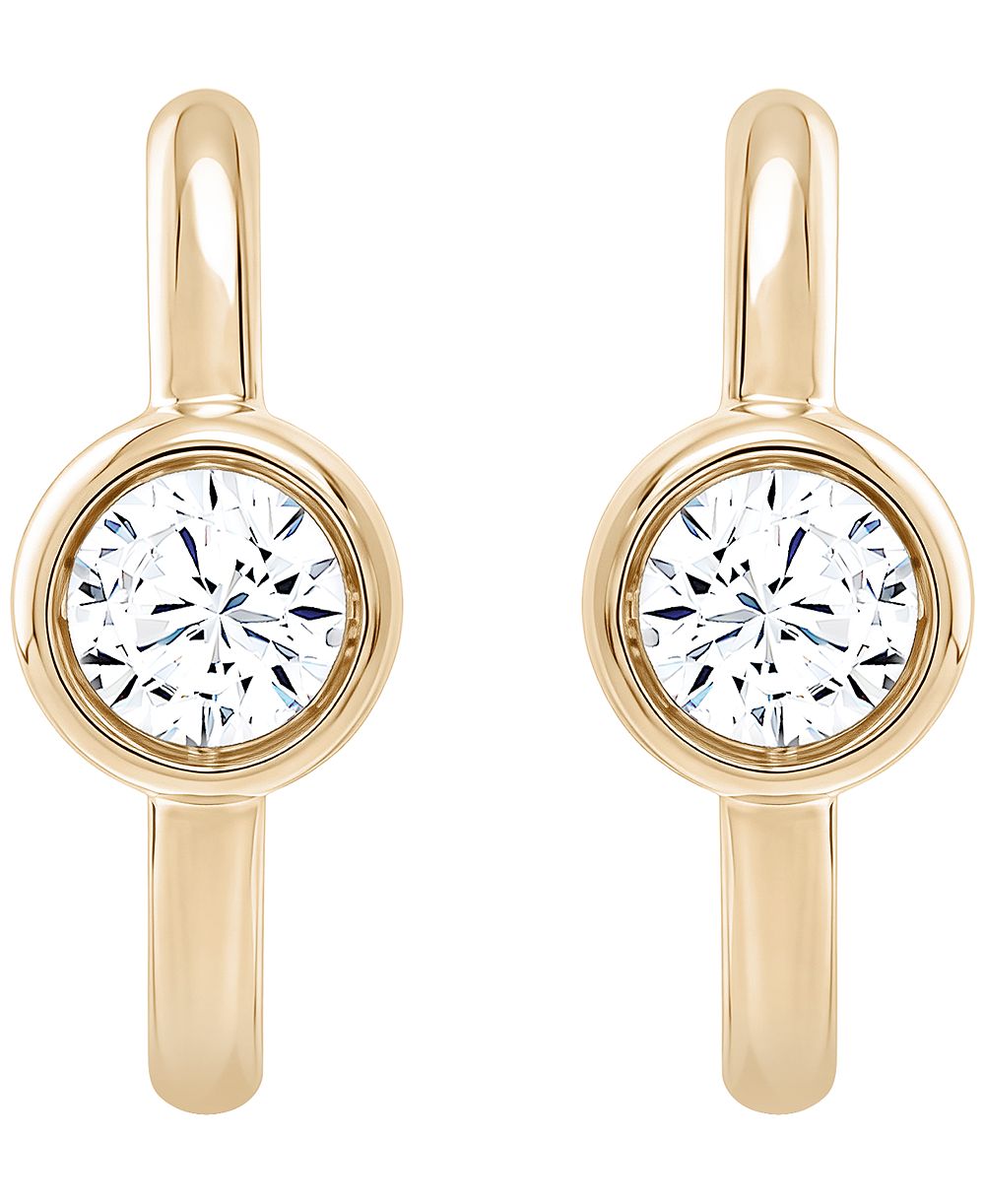 Macy's серьги-кольца с выращенным бриллиантом (1/2 ct. t.w.) из желтого золота 14k
