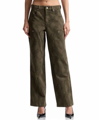 Avec Les Filles Women's Snake Print Straight Jeans