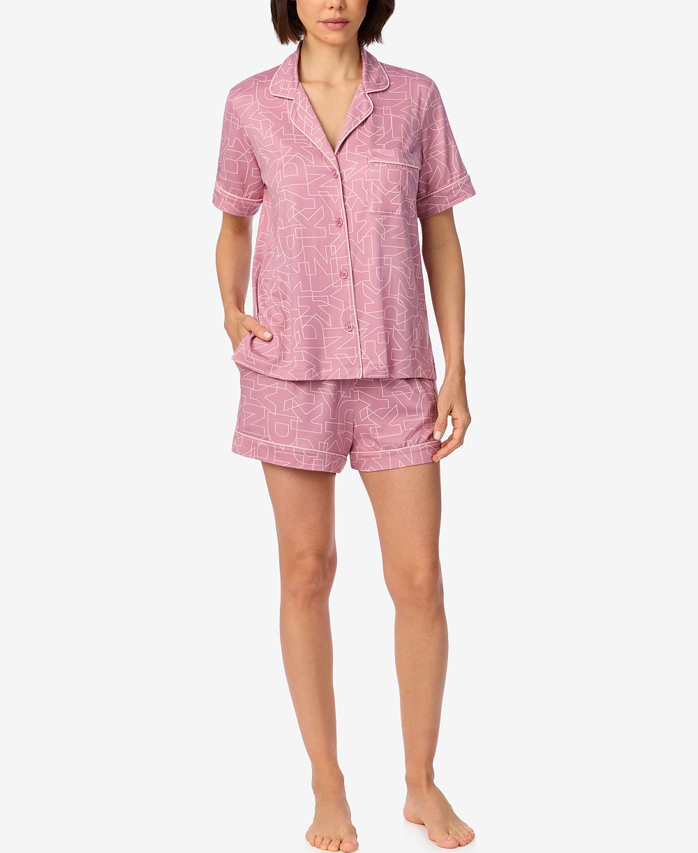 DKNY Women's Short-Sleeve Notch-Collar Top and Shorts Set