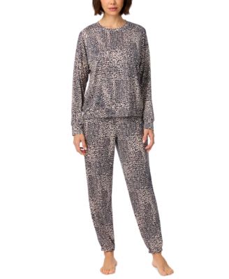Комплект из 2 предметов DKNY для женщин: топ с длинным рукавом и брюки-джоггеры с животным принтом