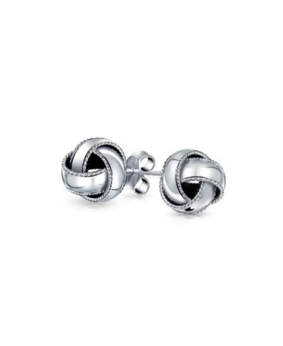 Bling Jewelry классические серьги-гвоздики с узлом любви, серебро 925 Sterling Silver, 10MM
