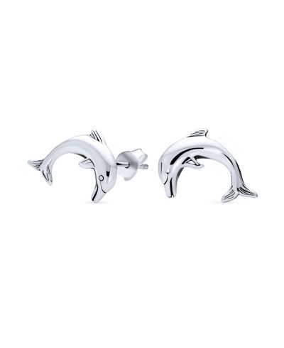 Серьги-гвоздики Bling Jewelry Tiny Hawaiian Fish Nautical Dolphins .925 Sterling Silver