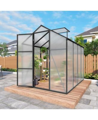 Lovmor 6.5 FT Wood Polycarbonate Cold Frame Greenhouse for Outdoor Garden Storage Black