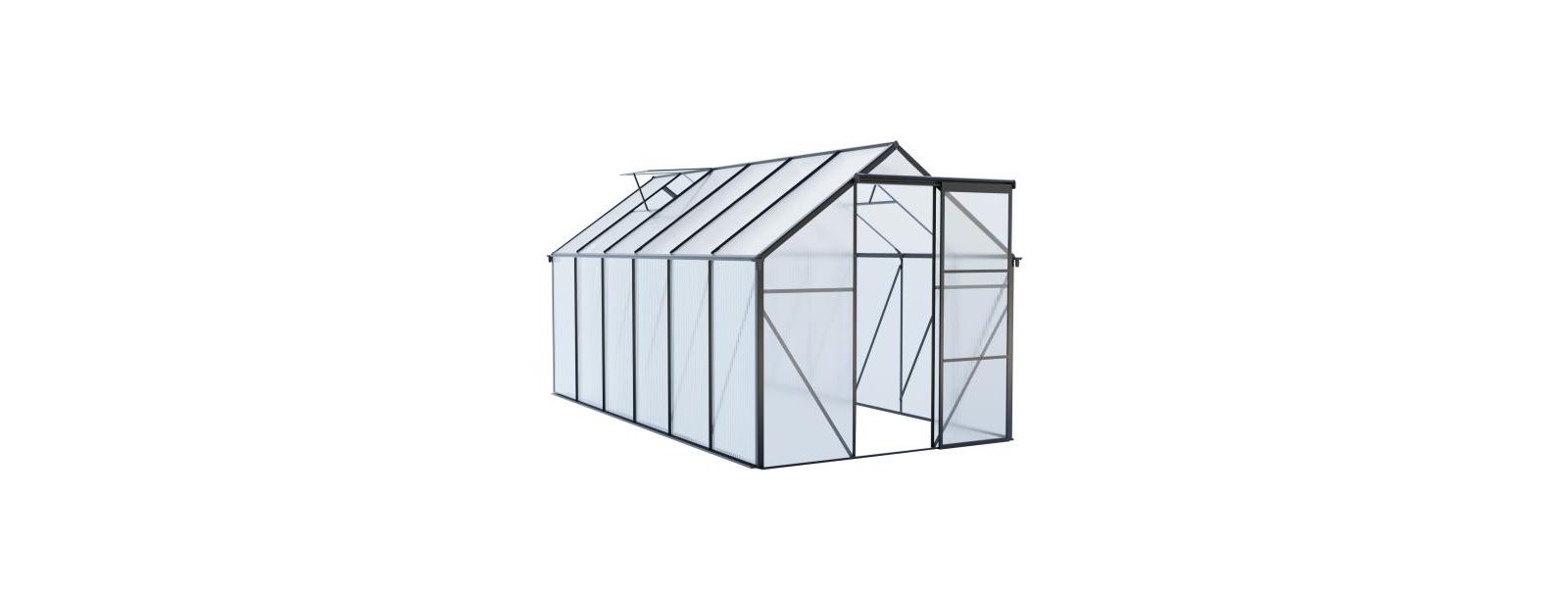 Flynama 72x144 Inch Polycarbonate Walk-In Greenhouse with Aluminum Frame and UV Protection
