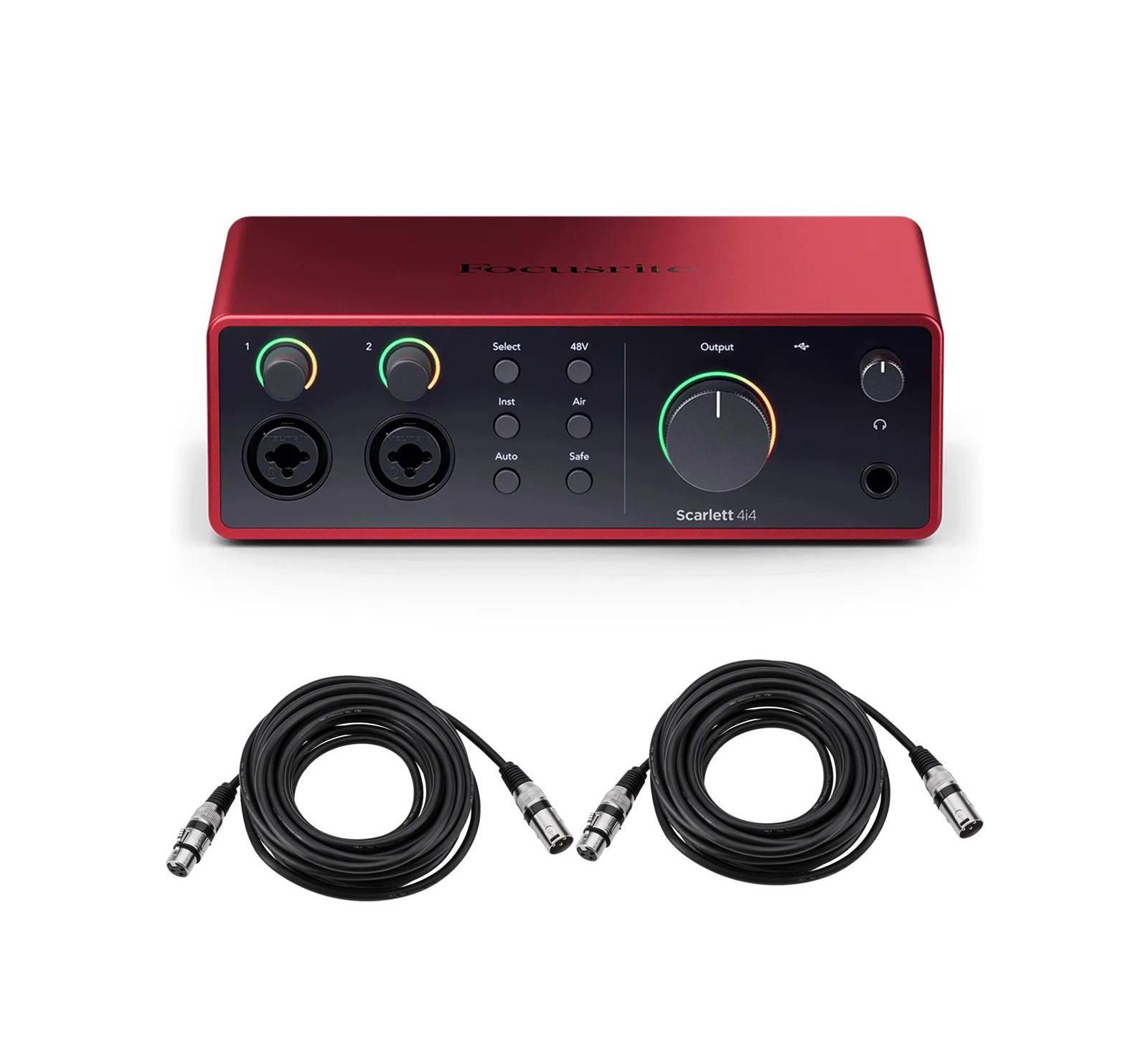Аудиоинтерфейс Focusrite Scarlett 4i4 4th Gen USB с комплектом ПО и кабелем XLR