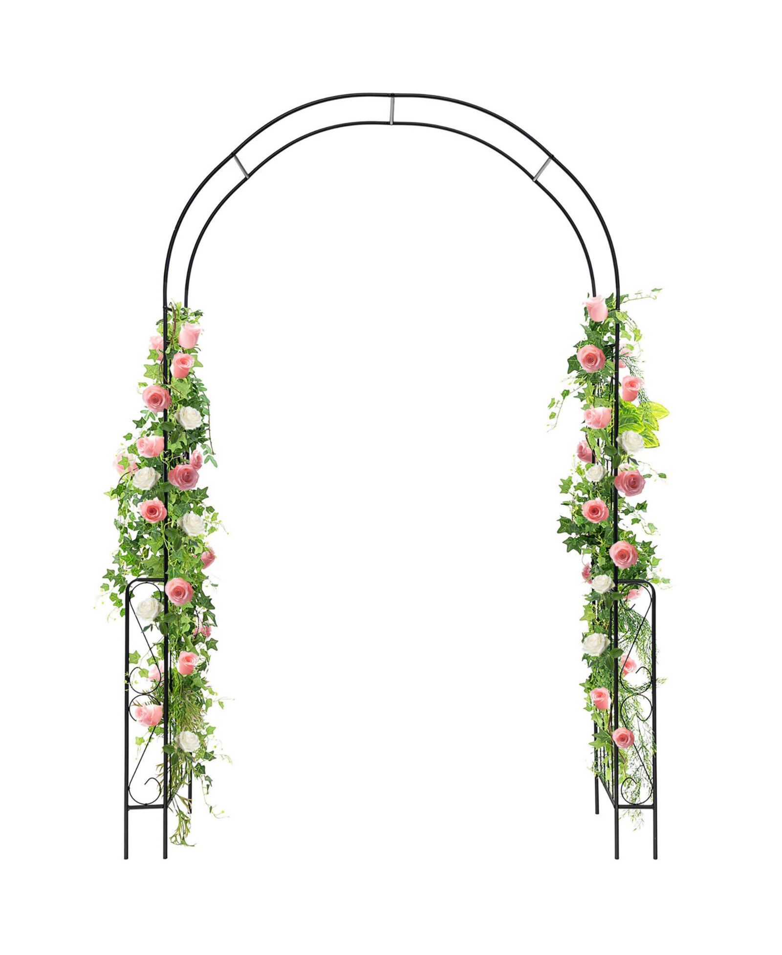 Gymax Metal Garden Arch 7.9 FT Backdrop Stand for Various Climbing Plants Party
