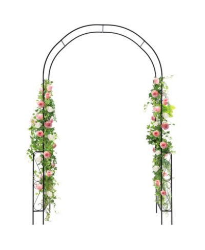 Gymax Metal Garden Arch 7.9 FT Backdrop Stand for Various Climbing Plants Party