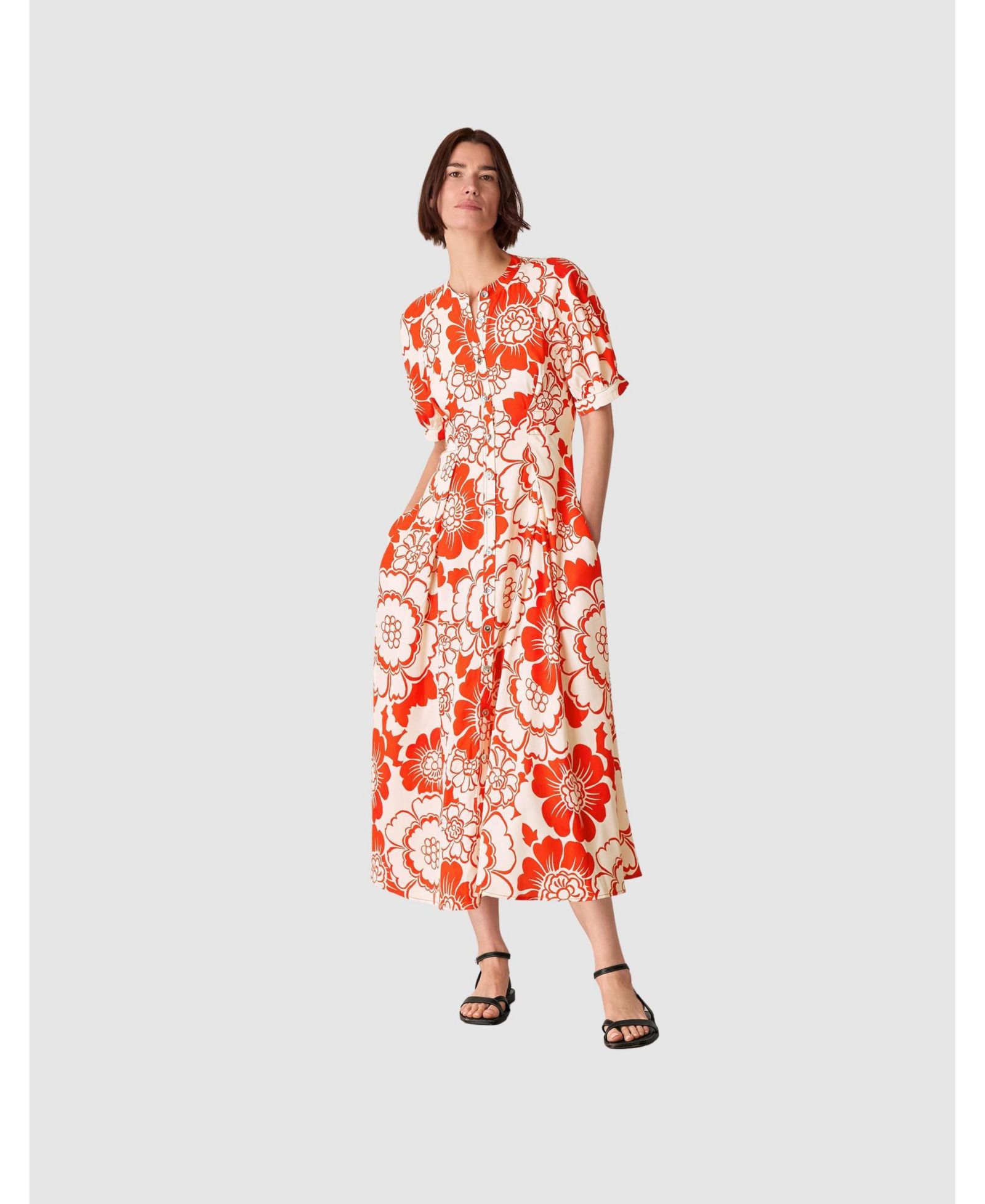 Женское миди-платье Whistles Short Sleeve Bloom Floral