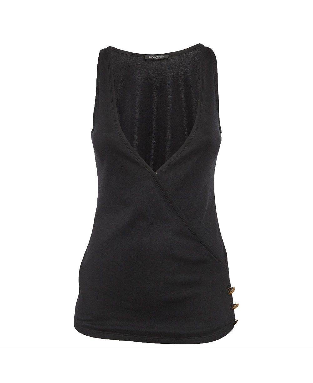 Pre-Owned Balmain женская топовая блуза из джерси с V-образным вырезом и перекрестным дизайном