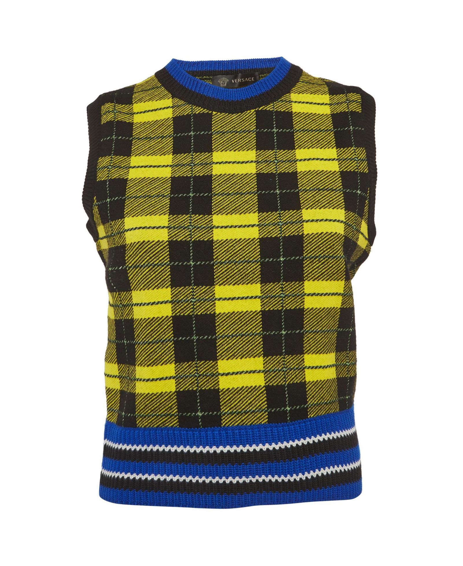 Pre-Owned Versace Women's Plaid Knit Vest Sweater