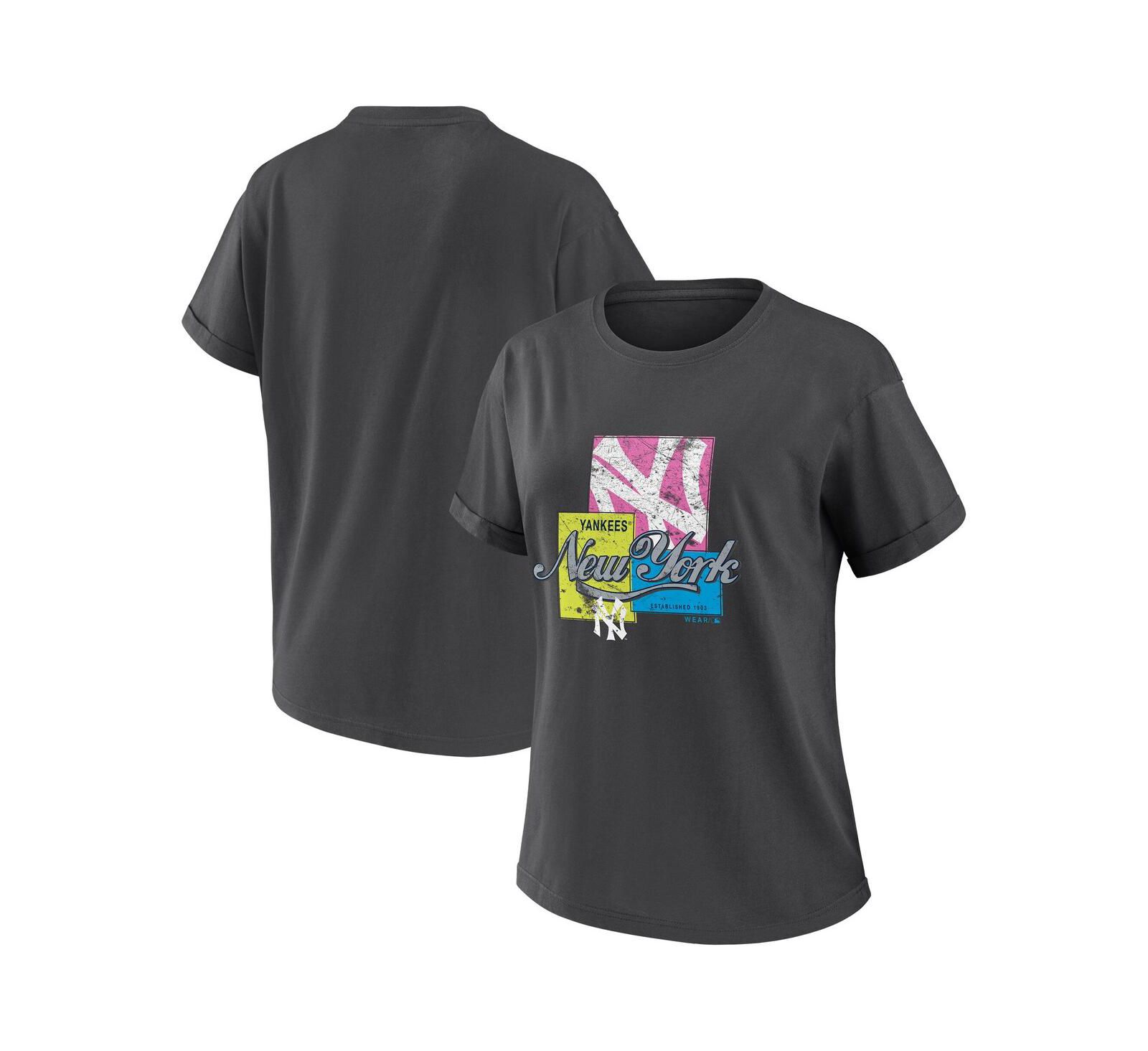 Футболка WEAR by Erin Andrews Women's Charcoal New York Yankees Boyfriend