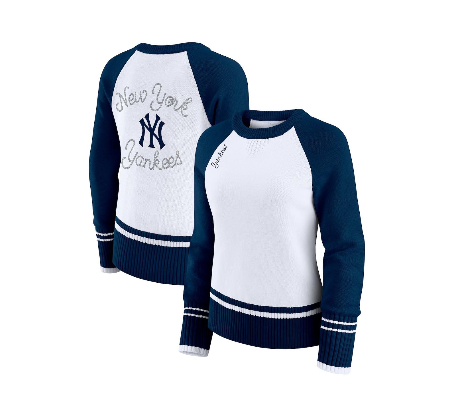 Женский свитер WEAR by Erin Andrews White New York Yankees Colorblock Raglan