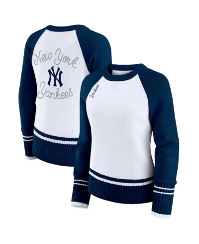 Женский свитер WEAR by Erin Andrews White New York Yankees Colorblock Raglan