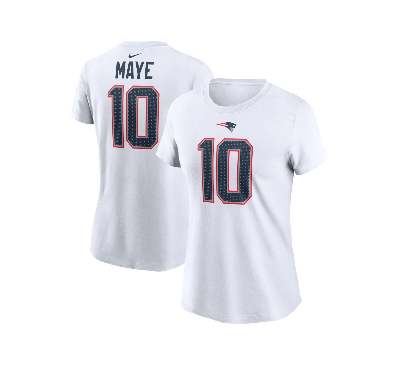 Nike Women's Drake Maye White New England Patriots Player Name & Number T-Shirt