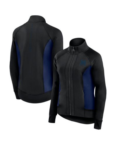 Fanatics Women's Black New York Yankees Studio Fitted Full-Zip Gym Track Jacket