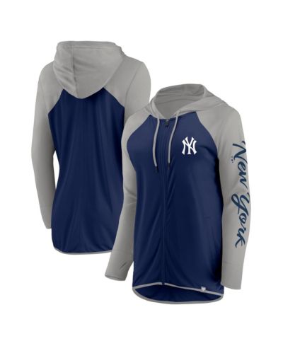 Женская флисовая толстовка Fanatics New York Yankees, темно-синяя/серая, с молнией