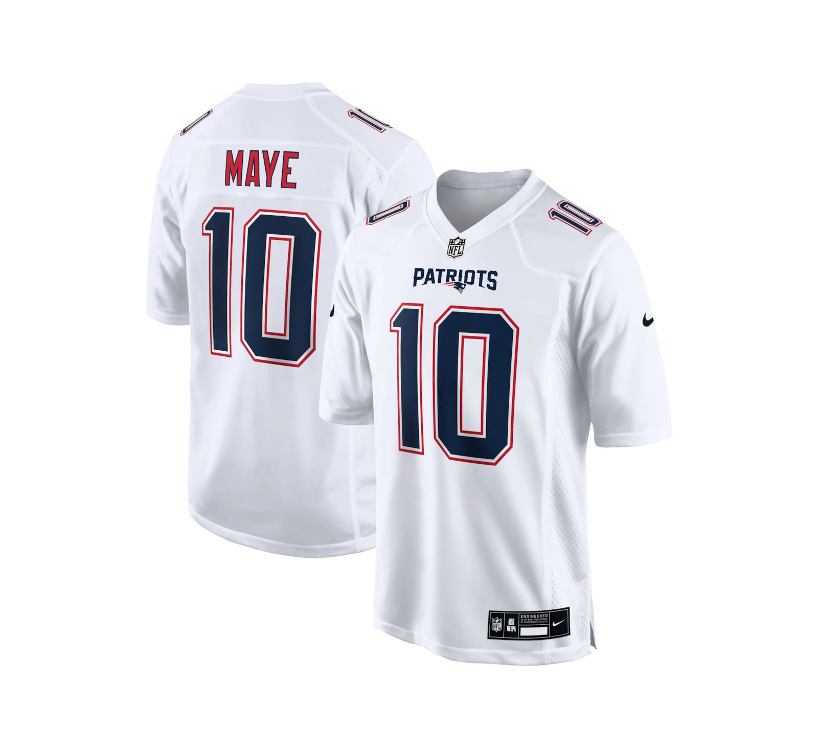 Nike Men's Drake Maye Tundra White New England Patriots Game Jersey