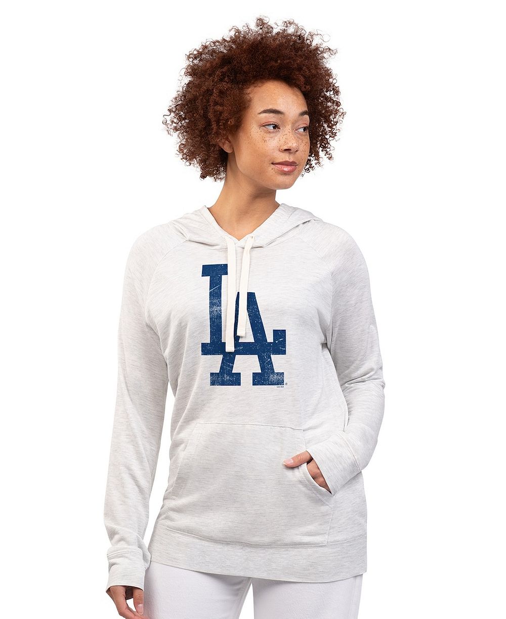 G-III 4Her by Carl Banks Women's Oatmeal Los Angeles Dodgers Pregame Pullover Hoodie