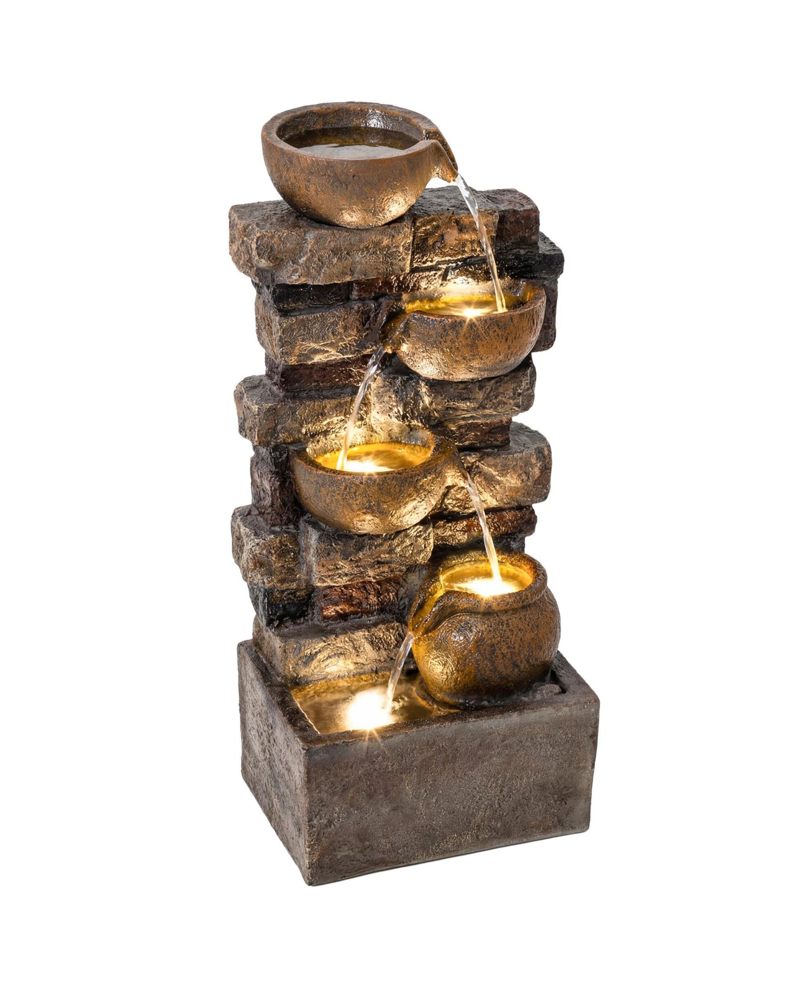 Outsunny Outdoor Fountain с LED Lights, Resin Garden Fountain