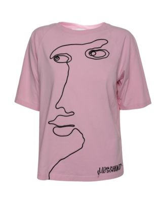 Pre-Owned Moschino Women's Face Embroidered T-Shirt