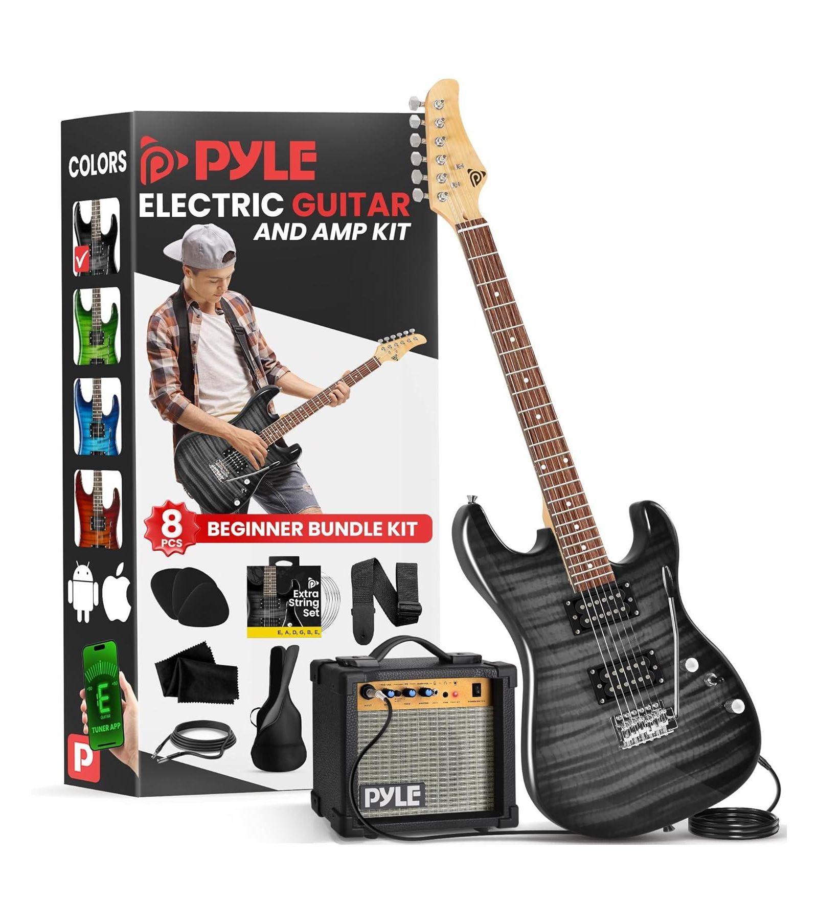 Комплект электрогитары Pyle 6-String с усилителем и набором аксессуаров