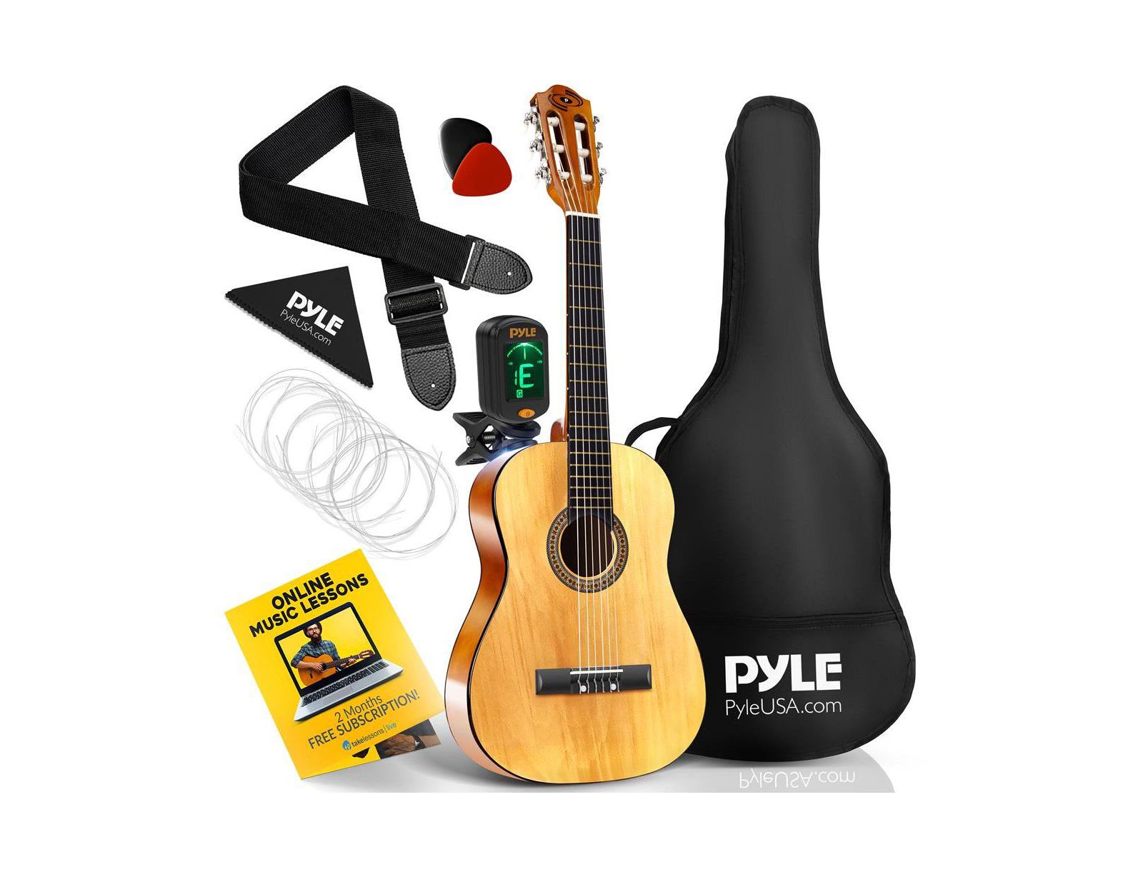 Набор гитары Pyle 30" Junior Classic Style с цифровым тюнером и аксессуарами - PGACLS30