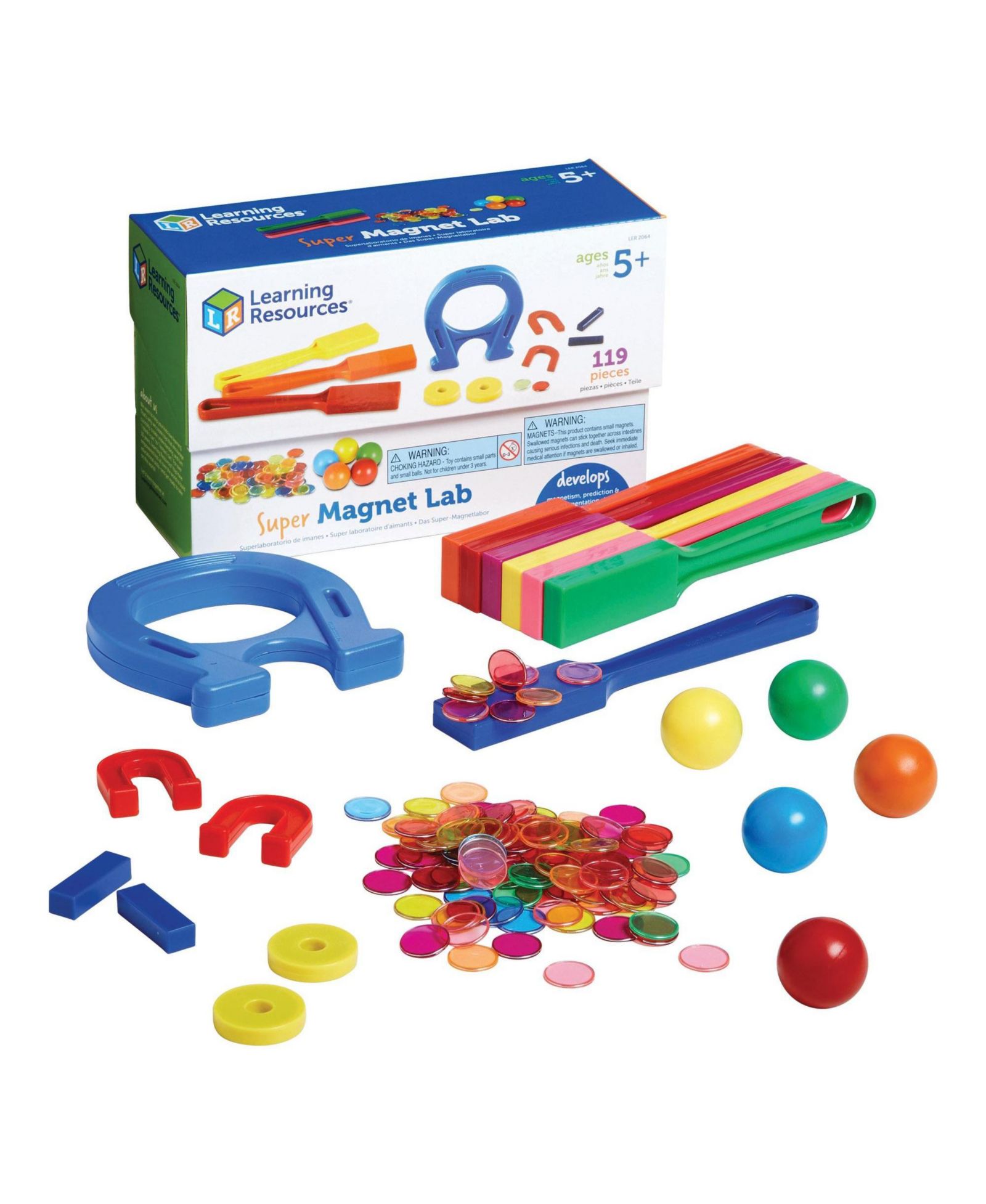 Learning Resources Super Magnet Lab Science 119-Piece Kit, Ages 5+