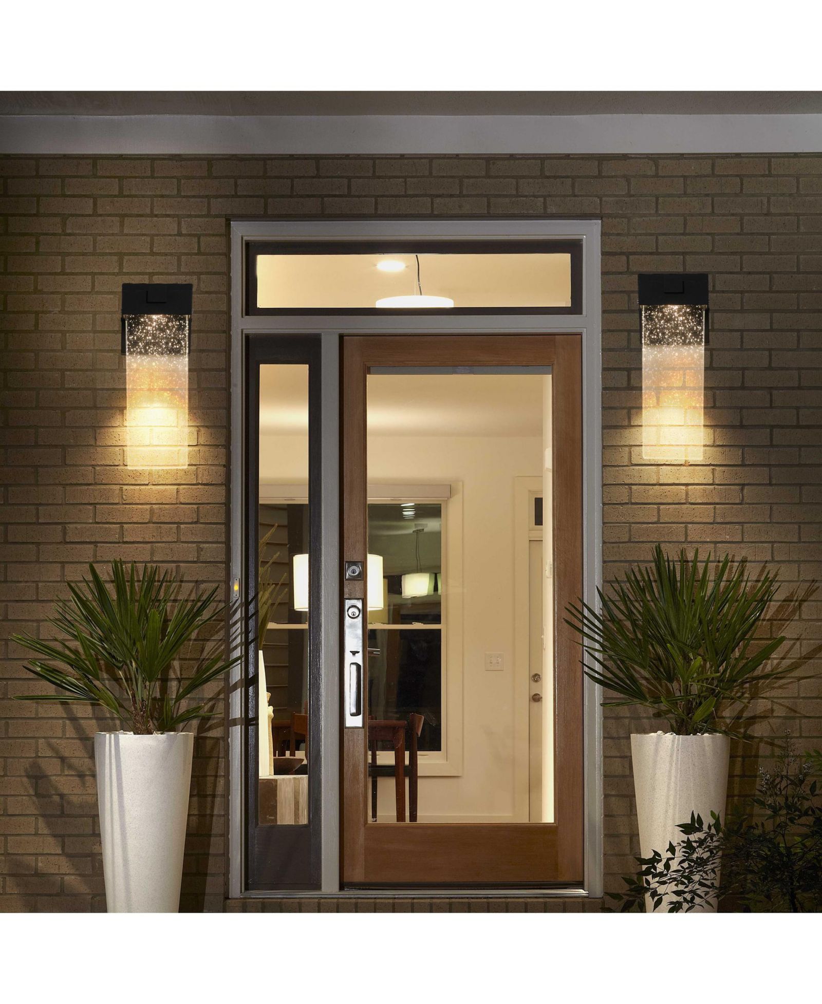 Clihome 2-Pack Outdoor Wall Light Fixture, LED Wall Sconce with Bubble Crystal and Light Sensor