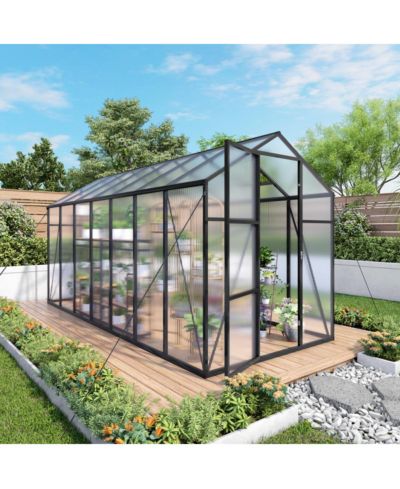Streamdale Furniture 6x14Feet Walk-in Outdoor Greenhouse with Polycarbonate Roof & Aluminum Frame