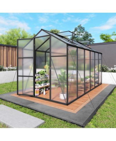 Streamdale Furniture 6x12Feet Walk-in Outdoor Greenhouse with Aluminum Frame and UV Protection