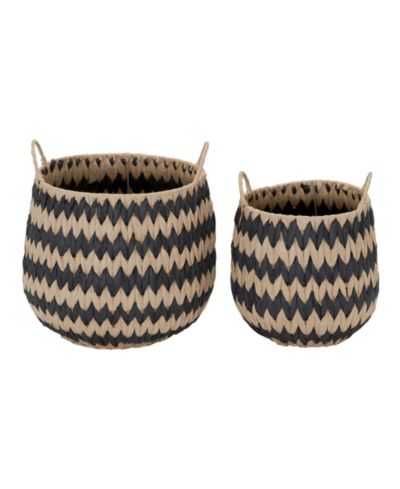 Household Essentials Woven Basket, Set of 2 Decorative Baskets, Large and Small