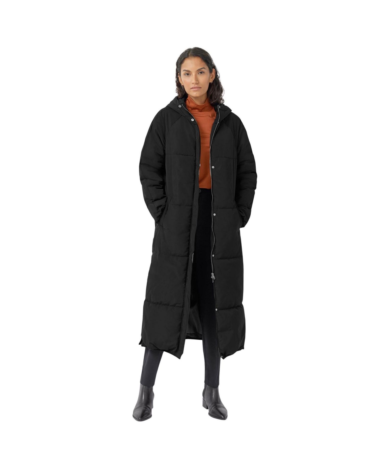 ellos Women's Maxi Side-Zip Puffer