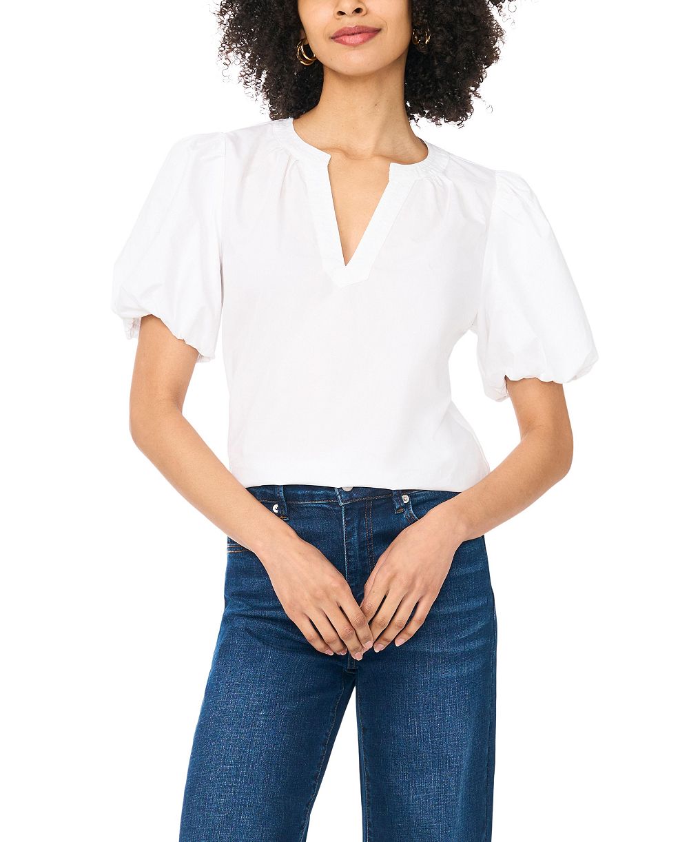 Vince Camuto Women's Organdy Short-Sleeve Puff Blouse