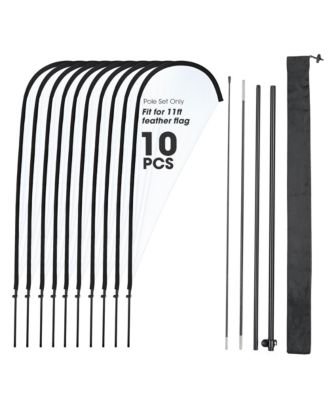 Instahibit 10 Pack 11ft Teardrop Feather Flagpole Kit with 20inch Ground Spike