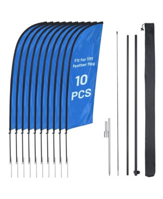 InstaHibit 10 Pack 11feet Feather Flag Pole Kit with 20" Ground Spike Flag Base