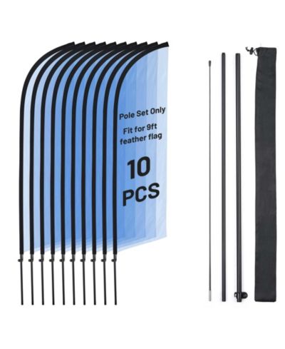 InstaHibit 10 Pack 8ft Feather Flag Pole Kit for Business Advertising Flags