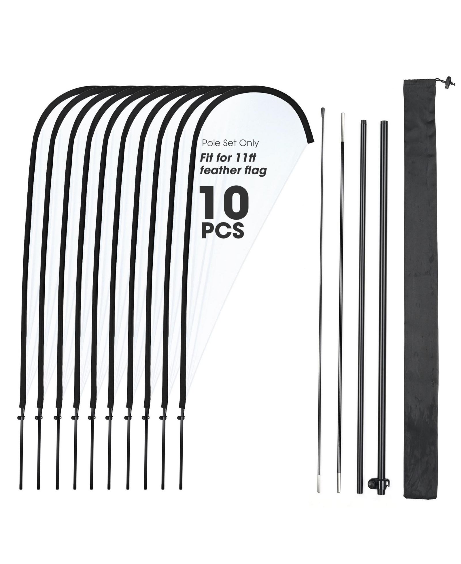 Комплект флагштоков InstaHibit 10 Pack 11ft Teardrop Feather для рекламы бизнеса