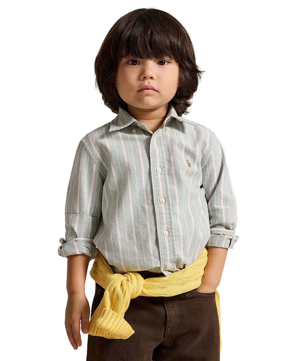 Polo Ralph Lauren рубашка Oxford в полоску с длинным рукавом, для мальчиков, 2T-7