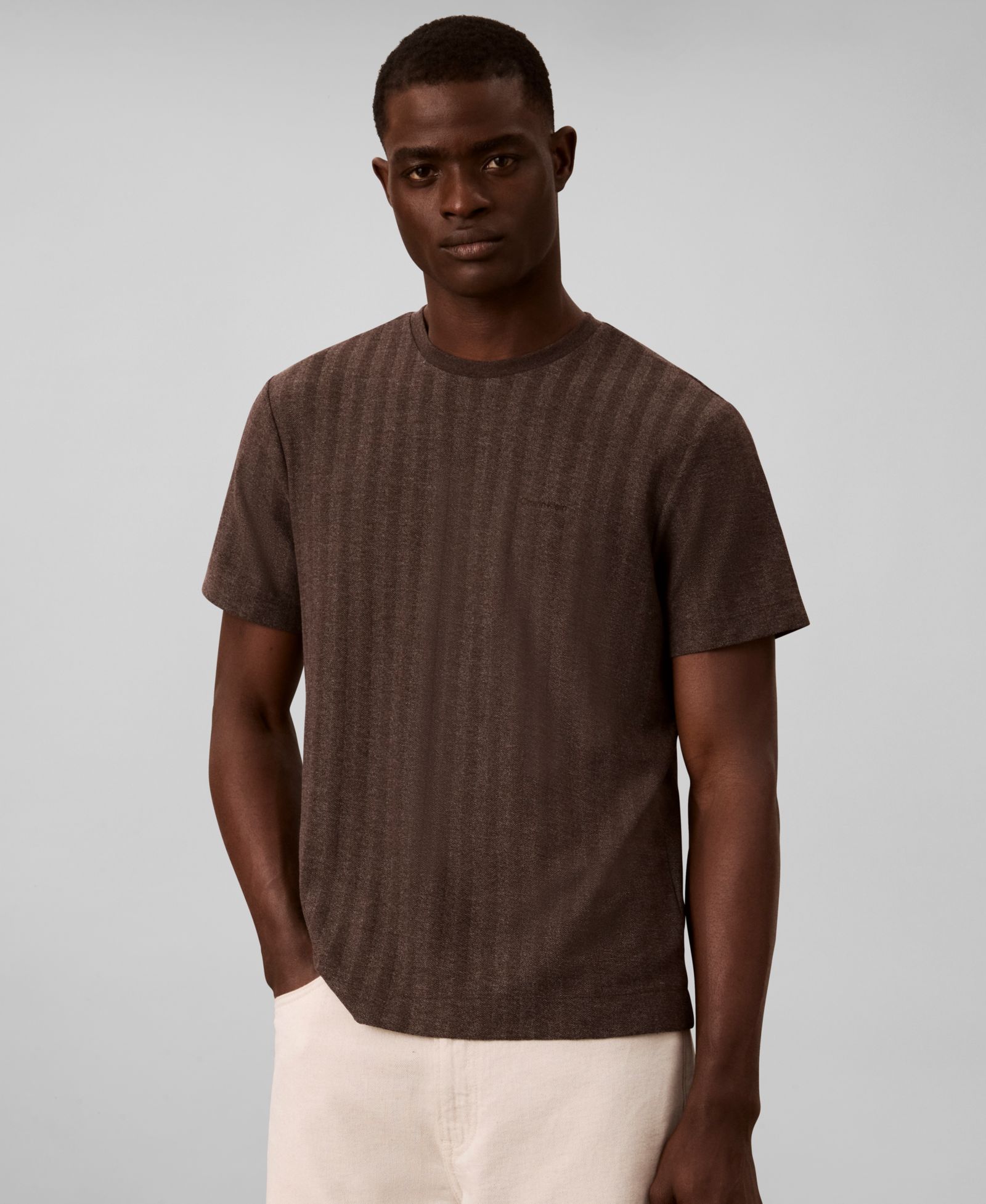 Calvin Klein Men's Vertical Stripe Textured Crewneck T-Shirt