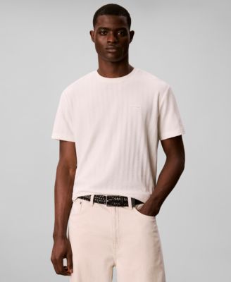 Calvin Klein Men's Vertical Stripe Textured Crewneck T-Shirt
