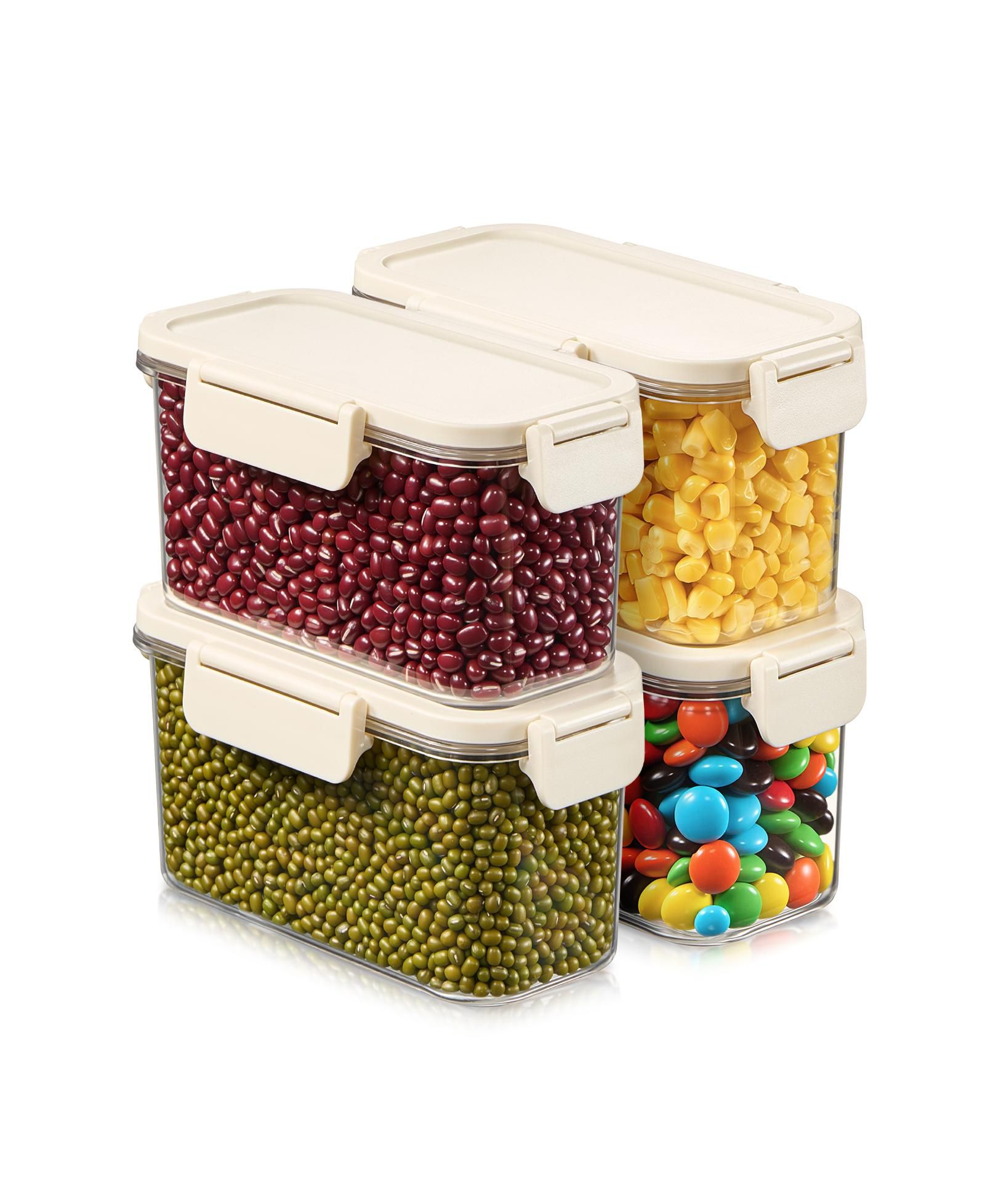 Sorbus 4 Pack 20.29oz/600 ml Airtight Food Storage Container - Clear Stackable Canister for Pantry, Rice, Pasta, Cereal and Snacks