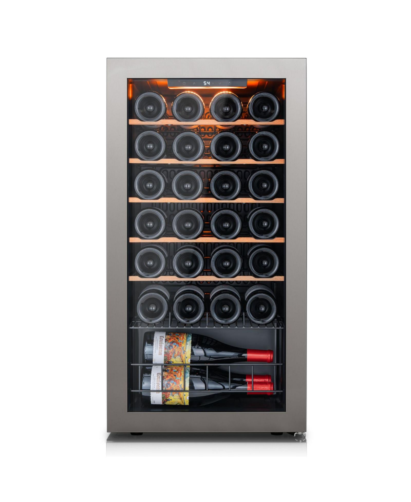 Ca'Lefort Wine Cooler Refrigerator 28 Bottle Mini Wine Fridge 3 color LED Freestanding Wine Cellar with Glass Door