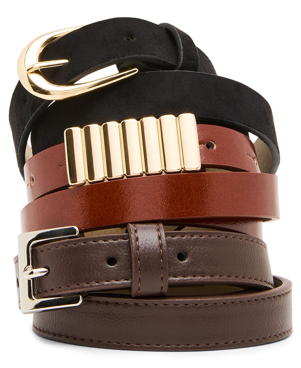 Steve Madden Glazed Polyurethane 3-Pack Belt Set