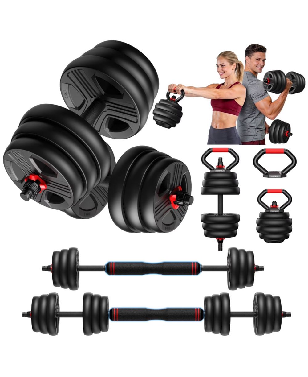 Набор весов FED FITNESS 5 в 1: гантели, штанга, гиря, стойка для отжиманий