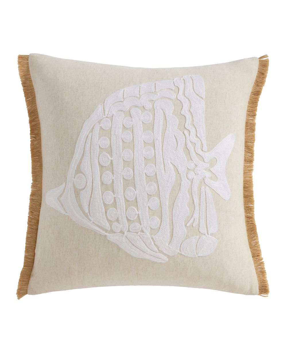 Levtex Home Seaside Charm Crewel Stitch Decorative Pillow, 18" x 18"